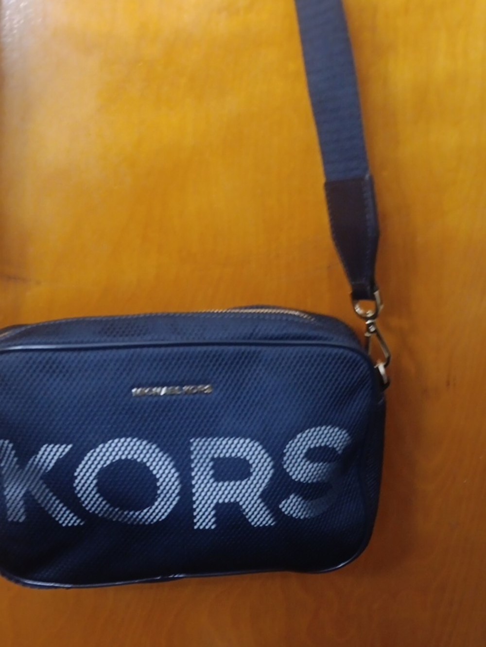 Michael Kors Navy and White Logo Messenger Crossbody